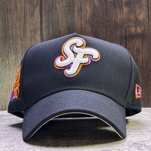 San Francisco Giants New Era 9Forty Abstract Side Patch SnapBack Blk-Orng Gry-UV